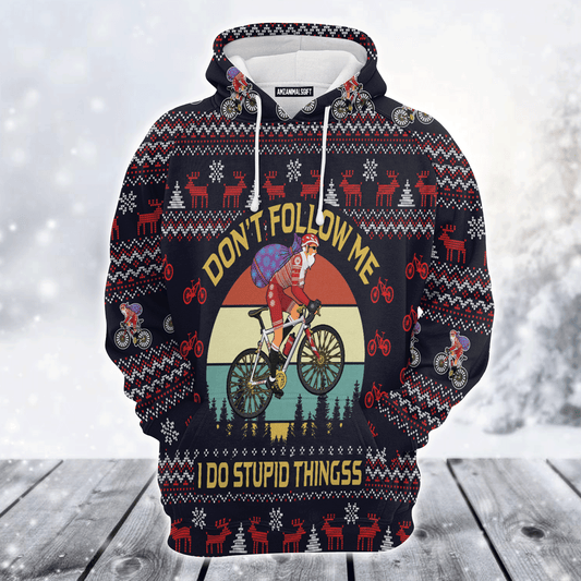 Santa Bike Premium Christmas Hoodie, Satan Claus On Bike Vintage Background Unisex Hoodie For Men & Women - Perfect Gift For Christmas, Family, Biker