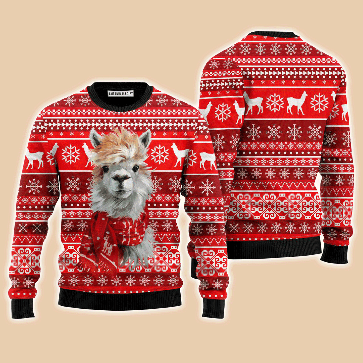 Festive Llama Xmas Sweater, Ugly Sweater For Men & Women, Perfect Outfit For Christmas New Year Autumn Winter