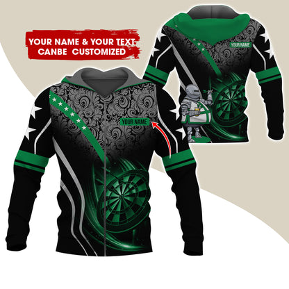 Custom Name & Text Darts Premium Zip Hoodie, Personalized Throwing Dad Darts Zip Hoodie For Men & Women - Gift For Darts Lovers, Darts Players