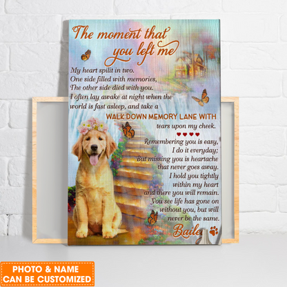 Personalized Dog Portrait Canvas, Personalize pet photo on flower path home background Canvas, Perfect Gift For Dog Lovers, Friend, Family