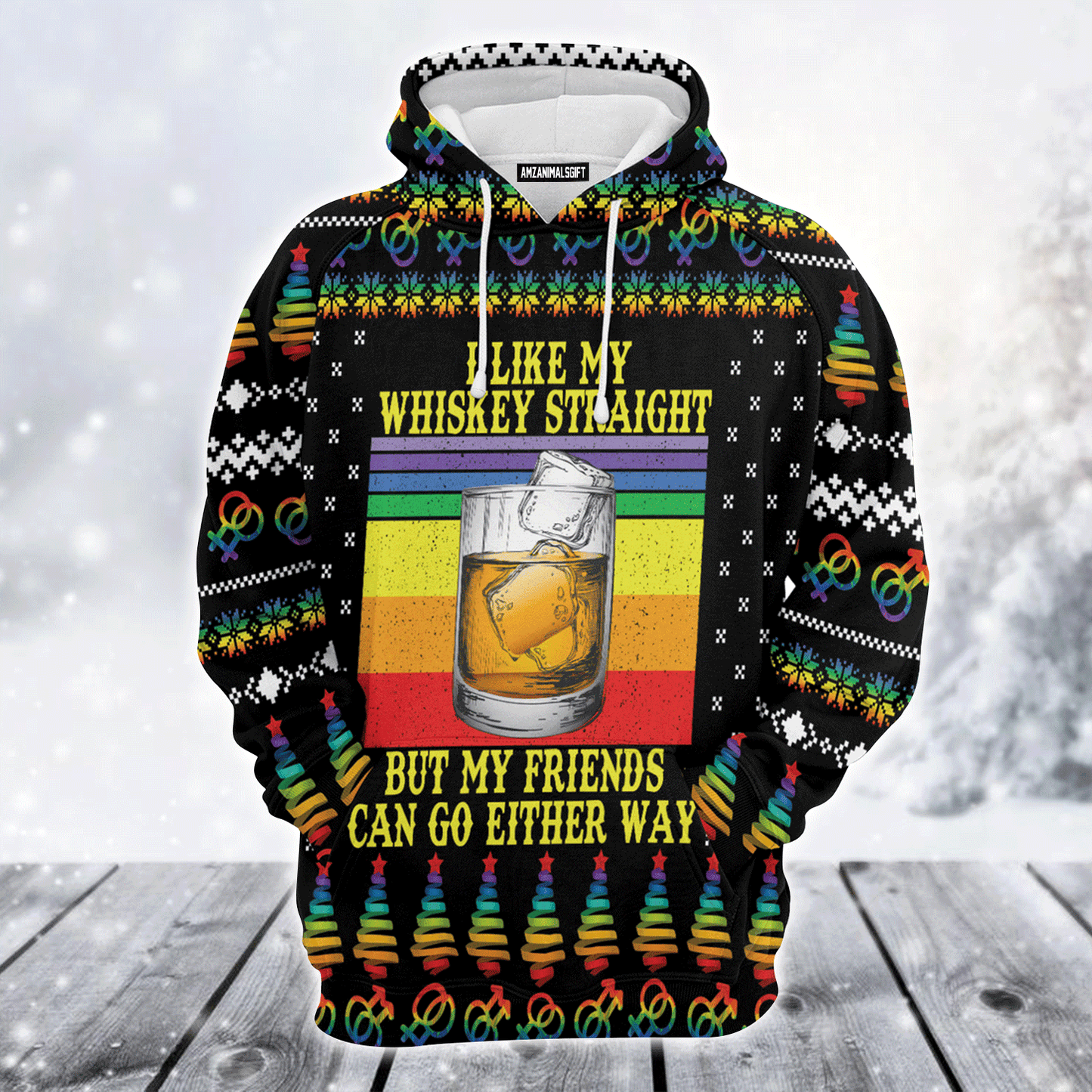 Whiskey Premium Christmas Hoodie, I Like My Whiskey Straight Unisex Hoodie For Men & Women - Perfect Gift For Christmas, Whiskey Lover