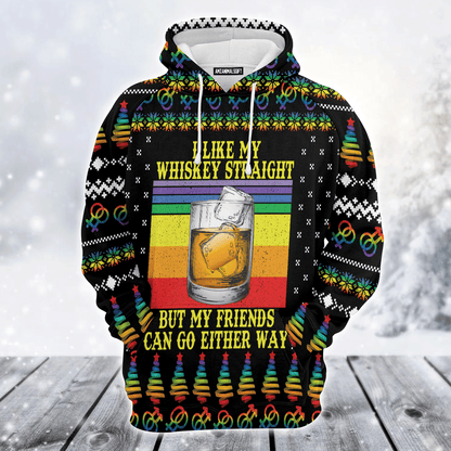 Whiskey Premium Christmas Hoodie, I Like My Whiskey Straight Unisex Hoodie For Men & Women - Perfect Gift For Christmas, Whiskey Lover