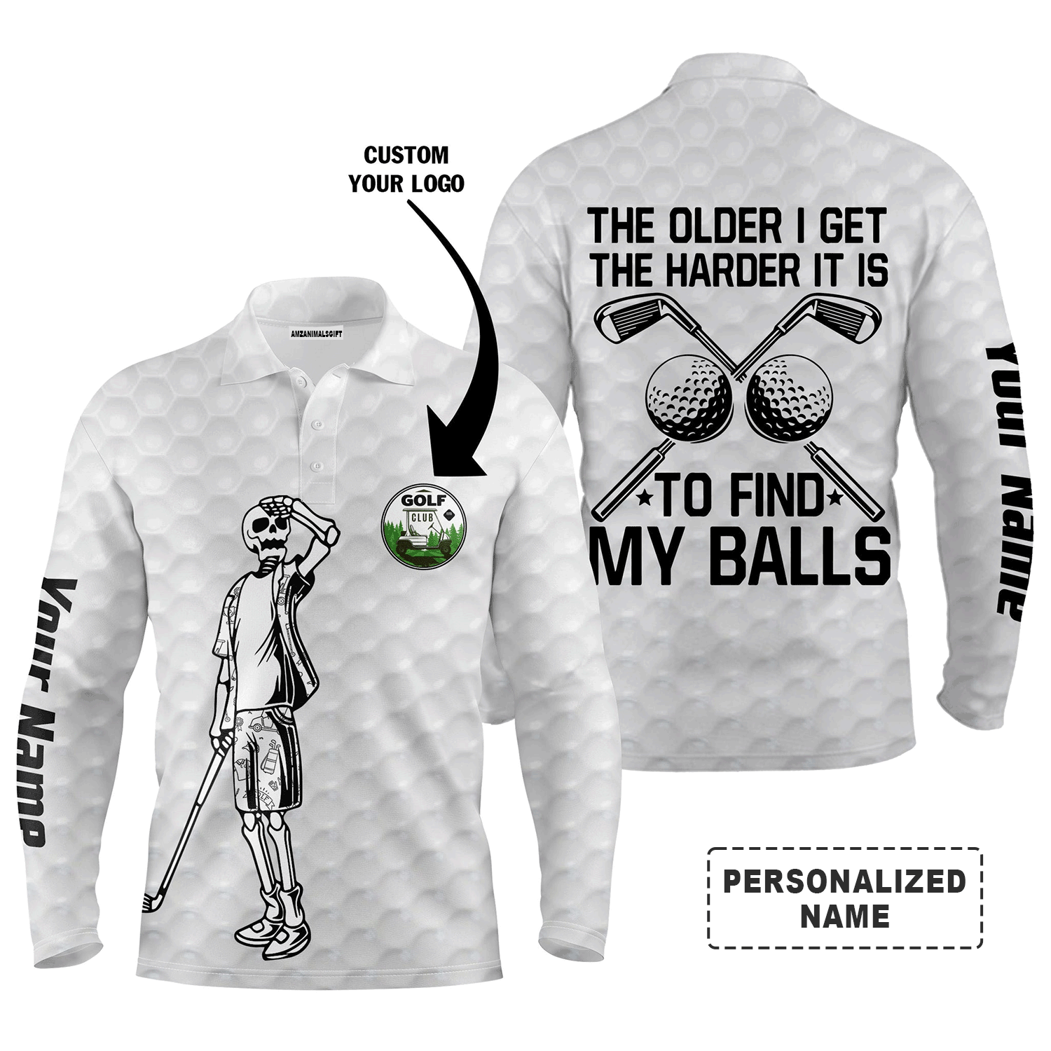 Custom Golf Long Sleeve Men Polo Shirt - The Older I Get The Harder To Find Balls Men Golf Polo Shirt- Perfect Polo Shirt For Men, Golfers