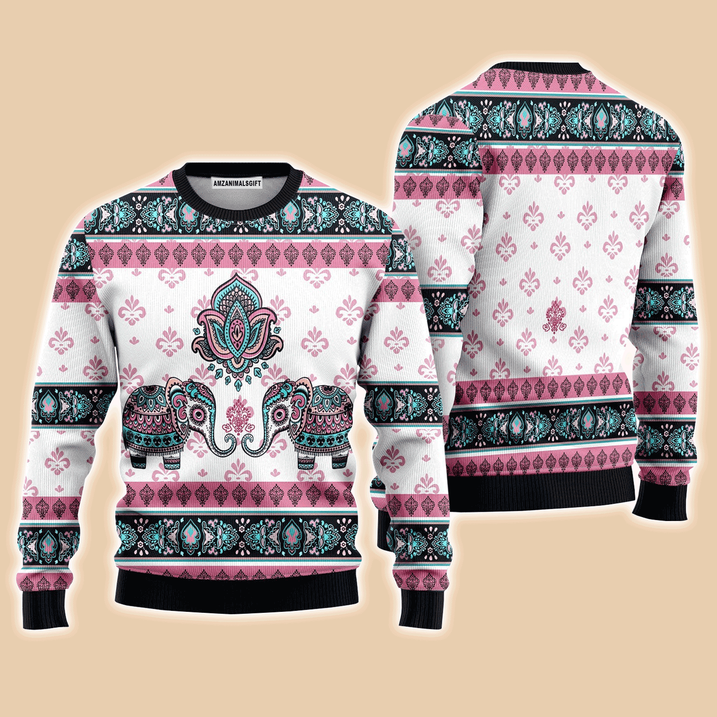 Mandala Elephant Sweater, Ugly Sweater For Men & Women, Perfect Outfit For Christmas New Year Autumn Winter