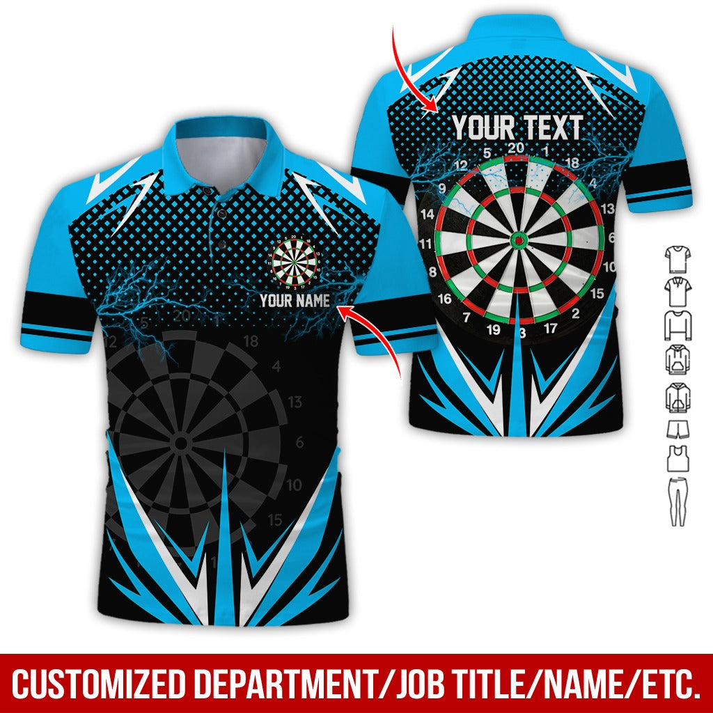 Customized Name & Text Darts Polo Shirt, Personalized Name Thunder Darts Polo Shirt For Men - Perfect Gift For Darts Lovers, Darts Players