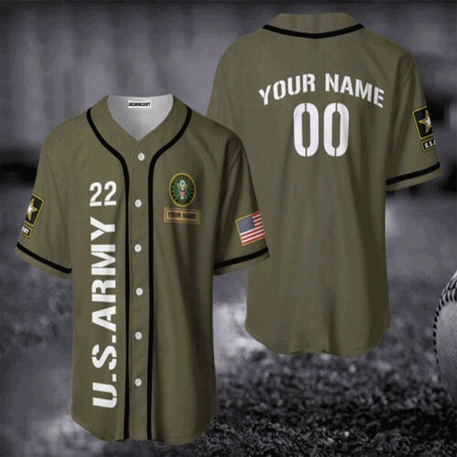 Customized Baseball Jersey Shirt - Personalized US Army Baseball Jersey Shirt For Men & Women, Perfect Gift For Baseball Lover