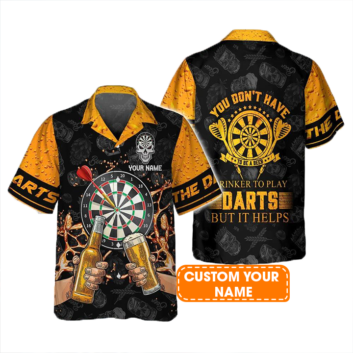 Customized Darts Hawaiian Shirt, Beer Drinker To Play Darts, Personalized Name Hawaiian Shirt For Men - Perfect Gift For Darts Lovers, Darts Players