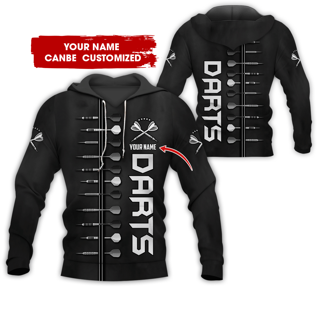 Customized Name Darts Premium Hoodie, Dart Pattern Lined Up Darts Hoodie For Men & Women - Gift For Darts Lovers, Friend, Family