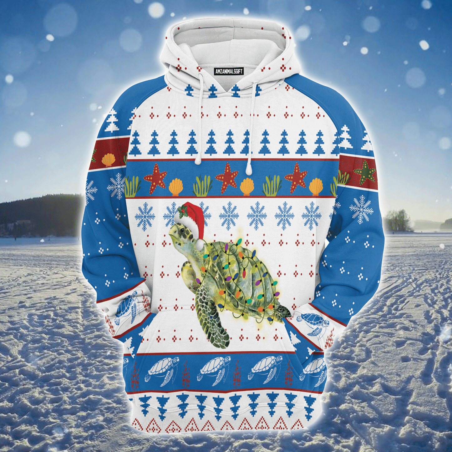 Turtle Wine Premium Christmas Hoodie, Sea Turtle Christmas Unisex Hoodie For Men & Women - Perfect Gift For Christmas, Turtle Lover