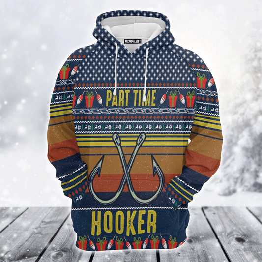 Fishing Premium Christmas Hoodie, Fishing Part Time Hooker Christmas Unisex Hoodie For Men & Women - Perfect Gift For Christmas, Fishing Lover