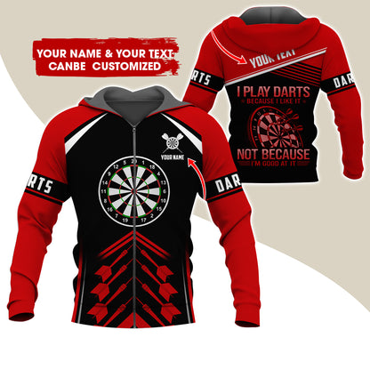 Customized Name Darts Premium Zip Hoodie, Personalized I Play Darts Zip Hoodie For Men & Women - Gift For Darts Lovers, Darts Players
