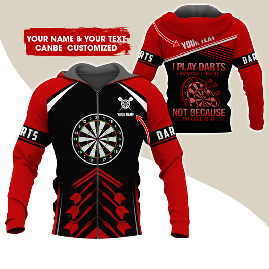 Customized Name Darts Premium Zip Hoodie, Personalized I Play Darts Zip Hoodie For Men & Women - Gift For Darts Lovers, Darts Players
