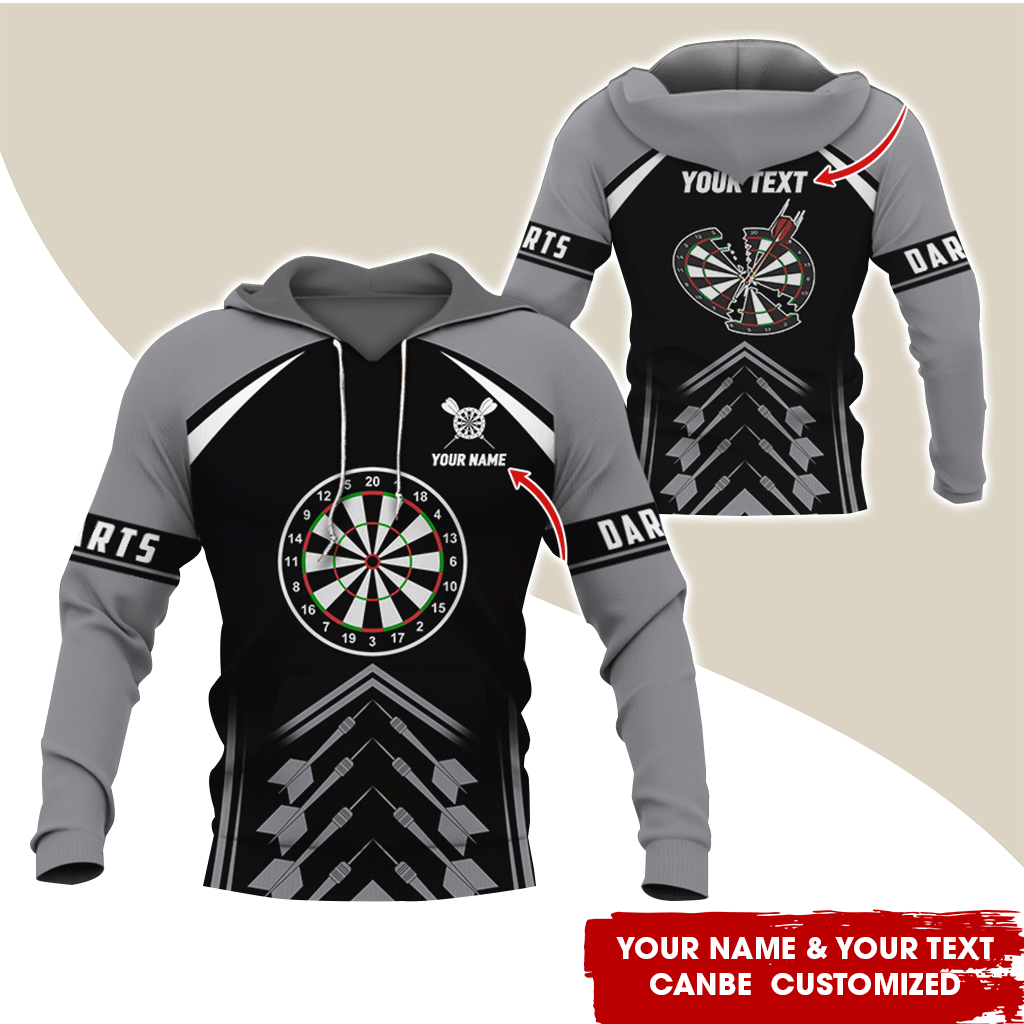 Personalized Name & Text Darts Premium Hoodie, Broken Darts Pattern Hoodie, Perfect Gift For Darts Lovers, Friend, Family