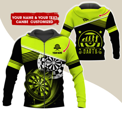 Personalized Name & Text Darts Premium Zip Hoodie, Customized Evolution Darts Player Zip Hoodie For Men & Women - Gift For Darts Lovers, Darts Players