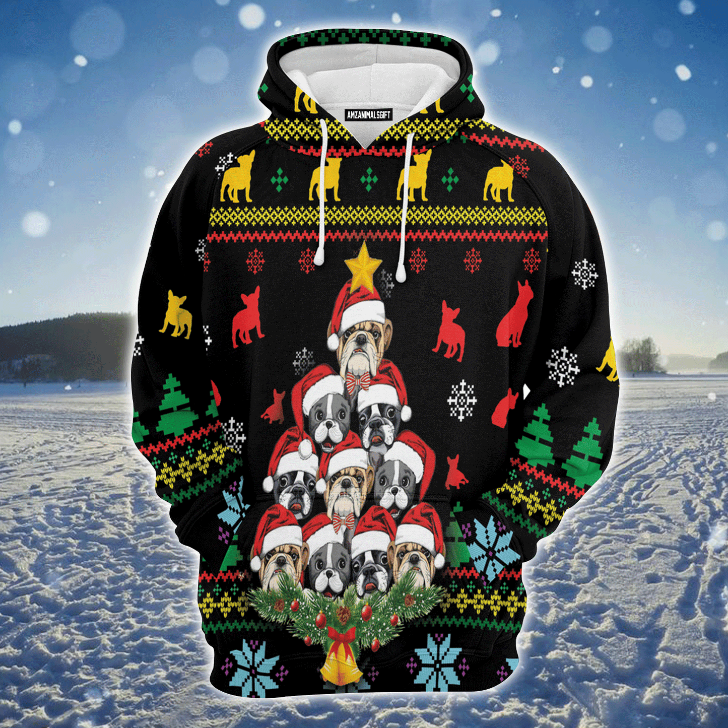 French Bulldog Premium Christmas Hoodie, French Bulldog Christmas Tree Unisex Hoodie For Men & Women - Perfect Gift For Christmas, Dog Lover