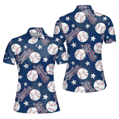 Baseball Women Polo Shirt, American Baseball League Navy Polo Shirt For Women, Perfect Polo Shirt For Baseball Lovers