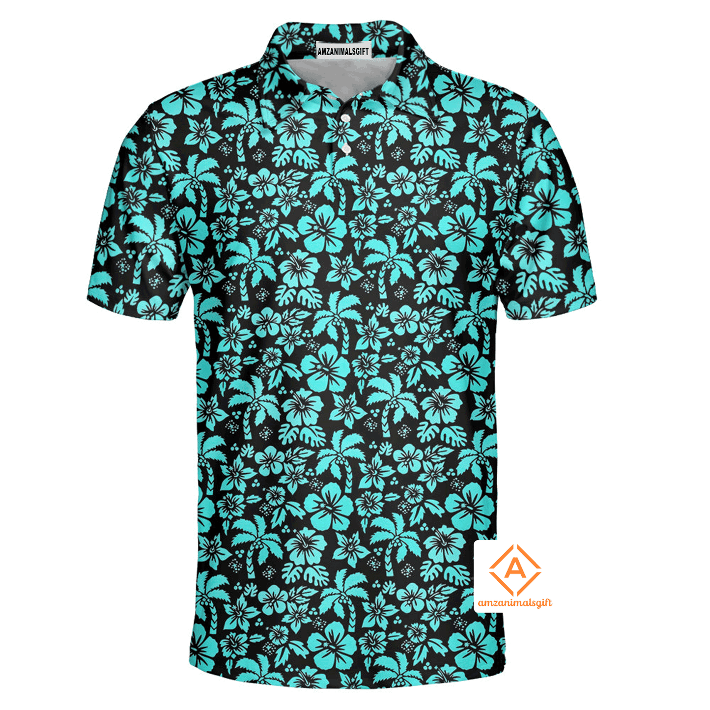 Tropical Men Polo Shirt, Tropical Hibiscus Polo Shirt For Men, Tropical Lovers