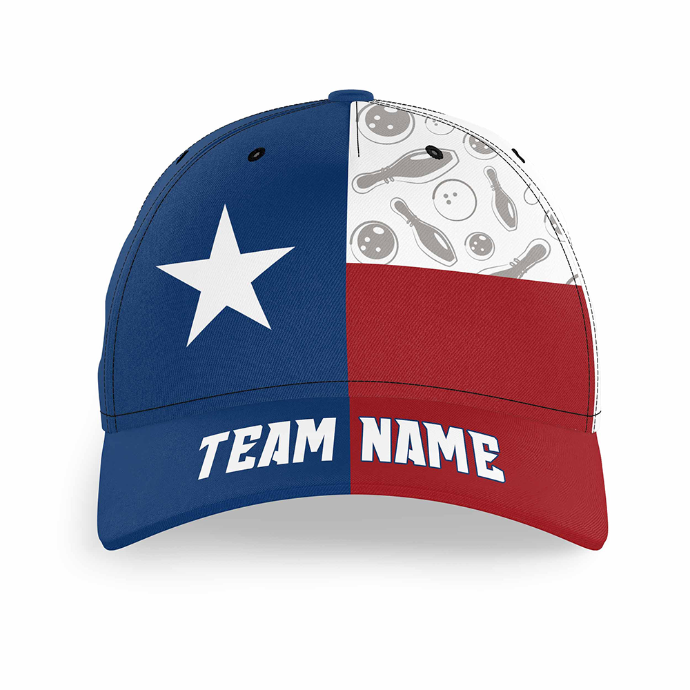 Customized Bowling Classic Cap, Texas Flag Pins Ball Bowling Hat For Men Women, Bowling Lovers, Bowlers, Team League