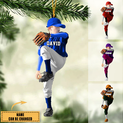 Personalized Baseball Boy Throwing The Ball Car Ornament Gift For Baseball Lovers, Son, Baseball Fans