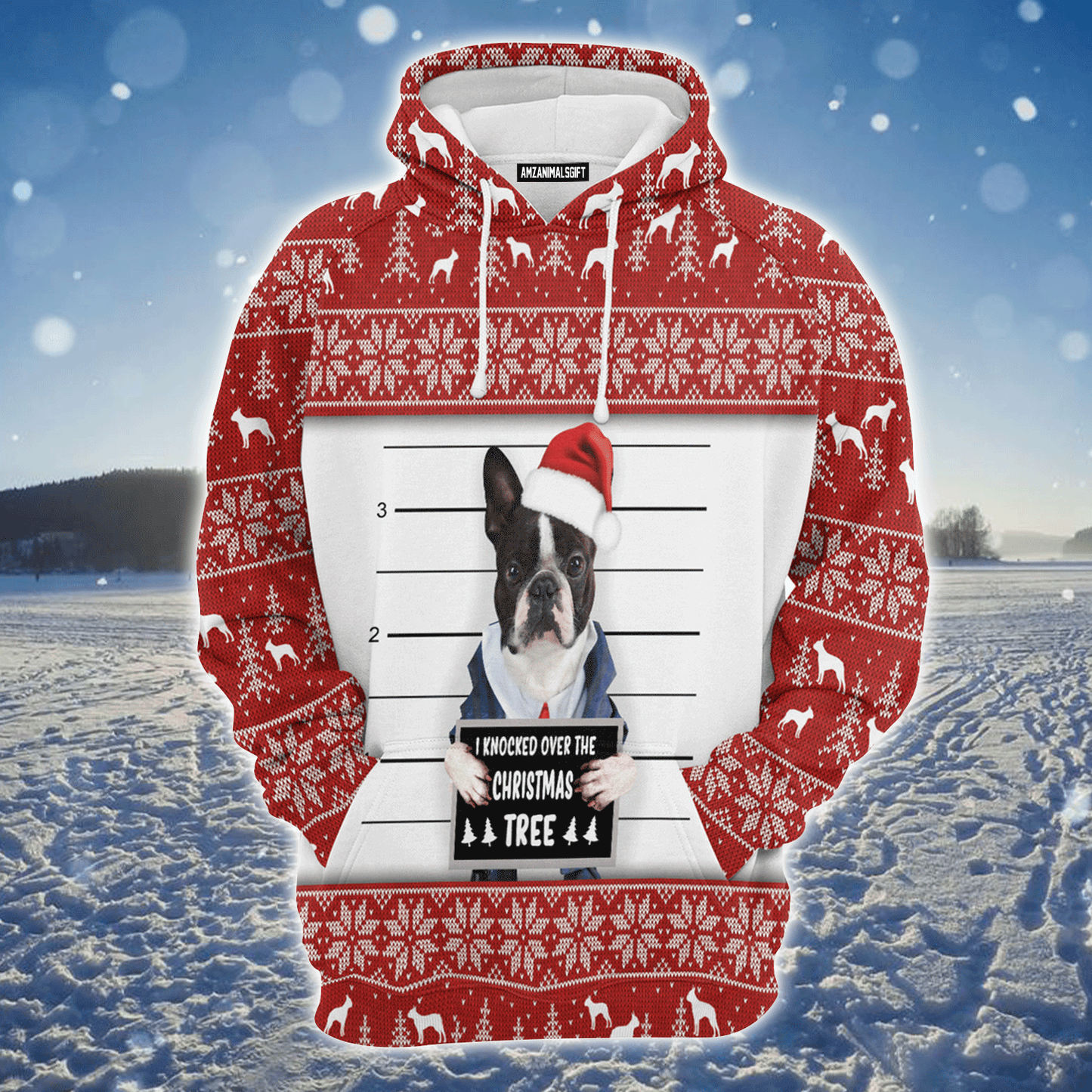Boston Terrier Premium Christmas Hoodie, I Knocked Over The Christmas Tree Unisex Hoodie For Men & Women - Perfect Gift For Christmas, Boston Terrier Lover