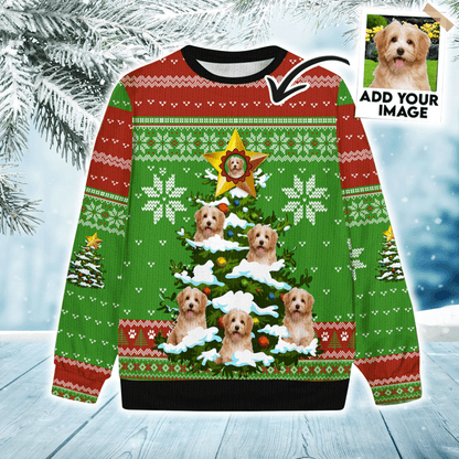 Custom Pet Sweater - Personalized Sweater Pet Photo, Christmas & Light Tree Ugly Sweater, Perfect Gift For Dog Lovers, Friend, Family