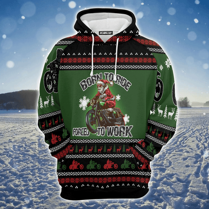 Santa Premium Christmas Hoodie, Born To Ride Forced To Work Unisex Hoodie For Men & Women - Perfect Gift For Christmas, Motorbike Lover