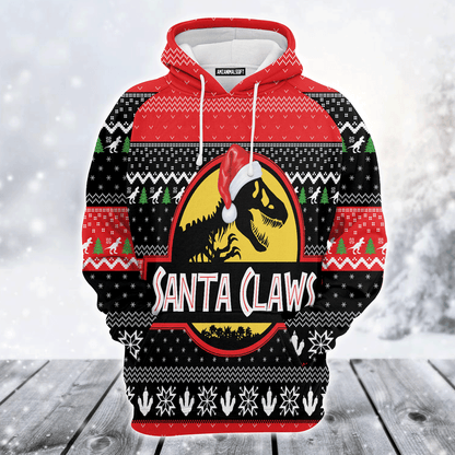 T-Rex Premium Christmas Hoodie, T-Rex Santa Claws Christmas Unisex Hoodie For Men & Women - Perfect Gift For Christmas, T-Rex Lover,Friends, Family
