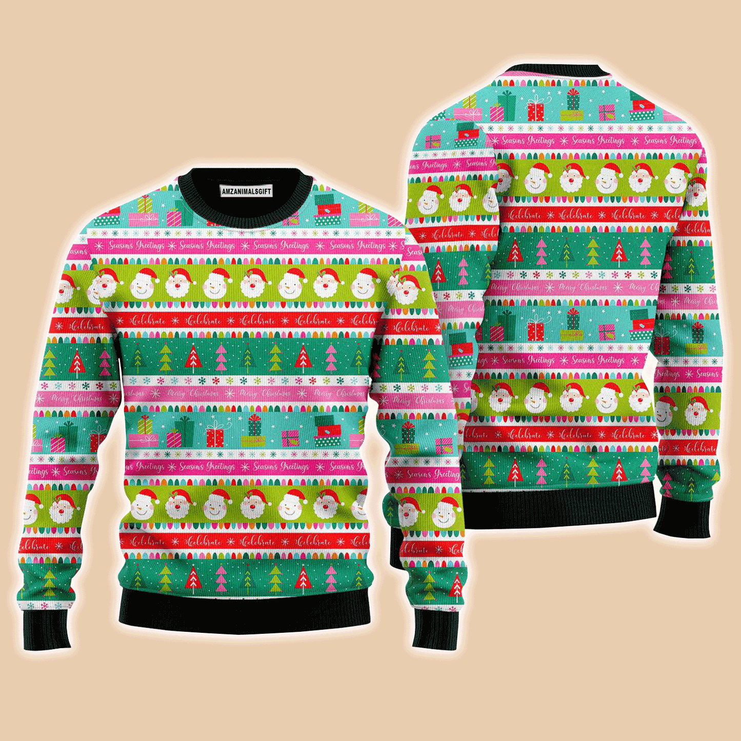 Festive Christmas Pattern Sweater, Ugly Sweater For Men & Women, Perfect Outfit For Christmas New Year Autumn Winter