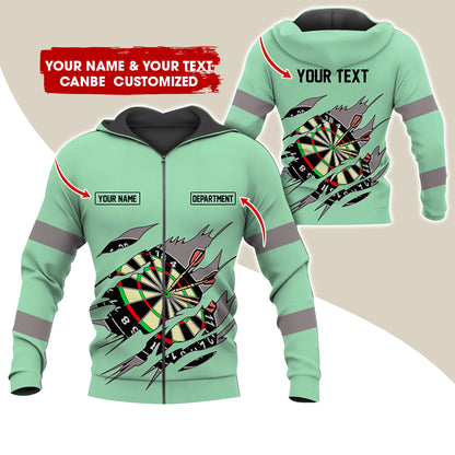 Customized Name & Text Darts Premium Zip Hoodie, Personalized Name & Text Dartboard Zip Hoodie For Men & Women - Gift For Darts Lovers, Darts Players