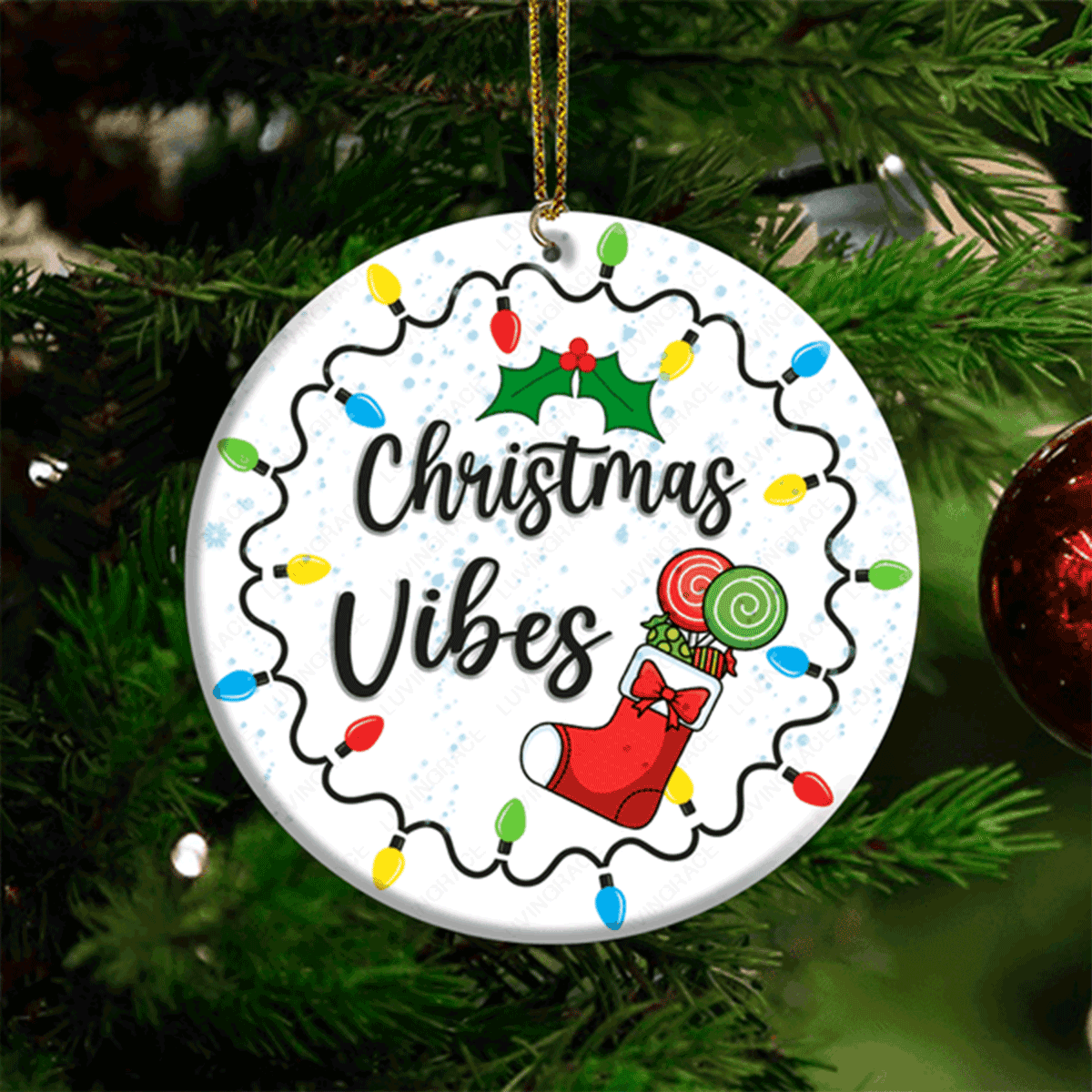 Jesus Acrylic Ornament, Light Wire And Candy Sock Christmas Vibes Acrylic Ornament For Christian, God Faith Believers, Holiday Decor