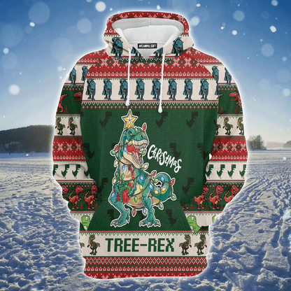 T-Rex Xmas Premium Christmas Hoodie, Christmas Tree Rex Unisex Hoodie For Men & Women - Perfect Gift For Christmas, T-Rex Lovers