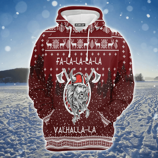 Viking Premium Christmas Hoodie, Viking Fa La La La Valhalla-la Unisex Hoodie For Men & Women - Perfect Gift For Christmas, Viking Lover