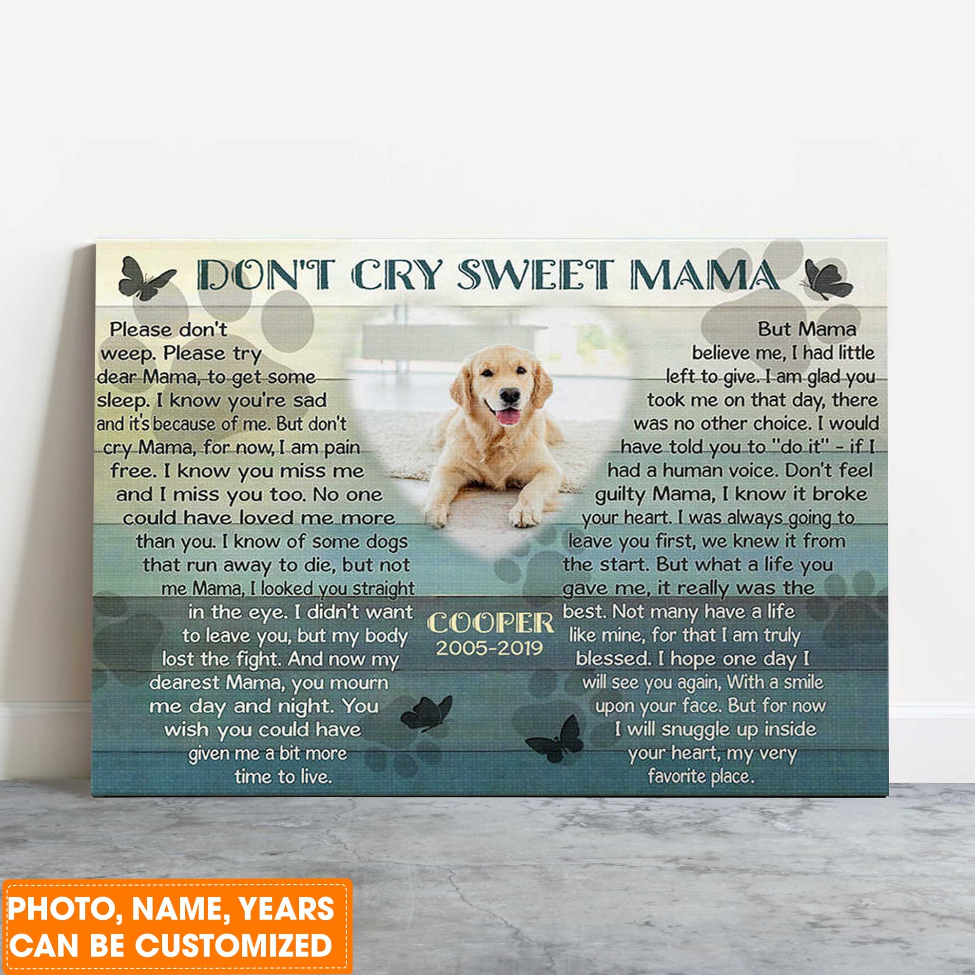 Personalized Dog Landscape Canvas, Gifts To Remember A Pet, Custom Pet Memorial, Perfect Gift For Dog Lovers, Friends, Family