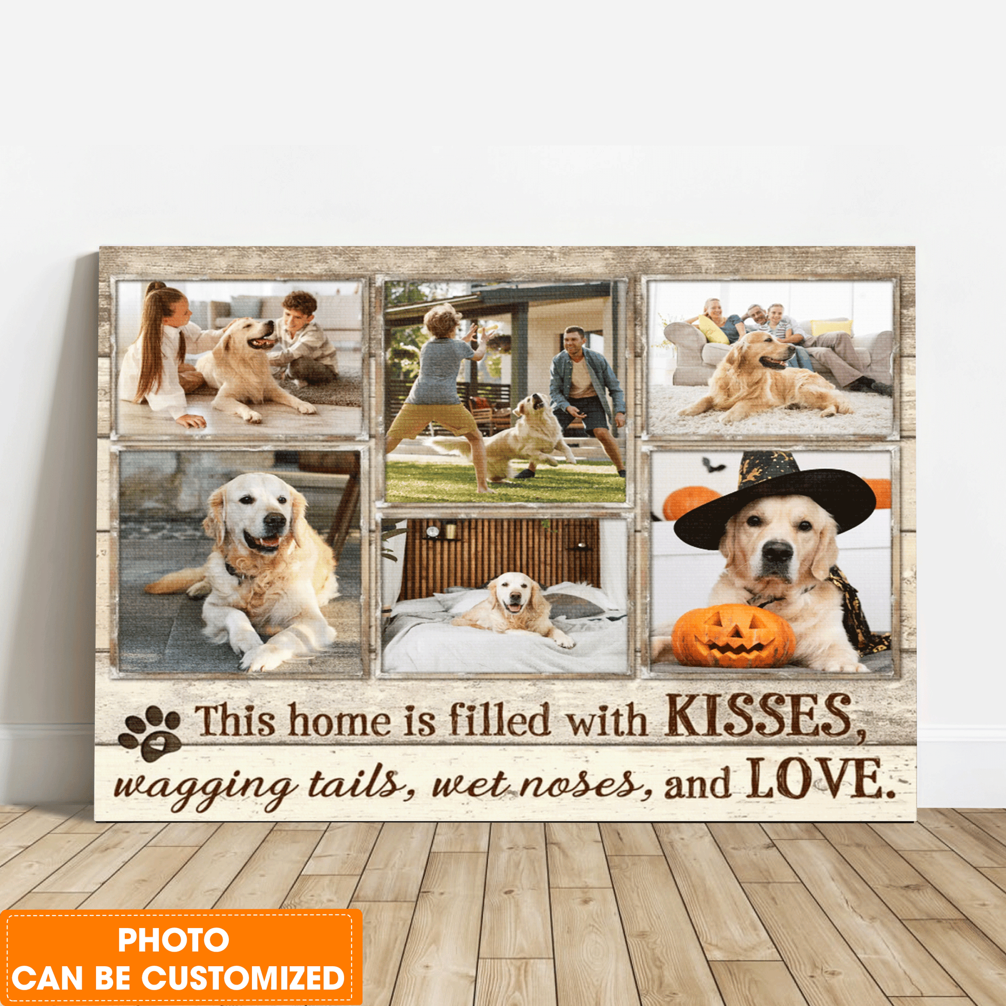 Personalized Dog Landscape Canvas, Custom Pet Photo This home is filled with kisses Canvas, Perfect Gift For Dog Lovers, Friend, Family