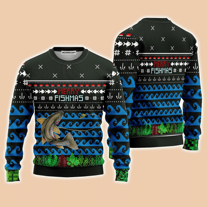 Merry Fishmas Sweater, Ugly Sweater For Men & Women, Perfect Outfit For Christmas New Year Autumn Winter