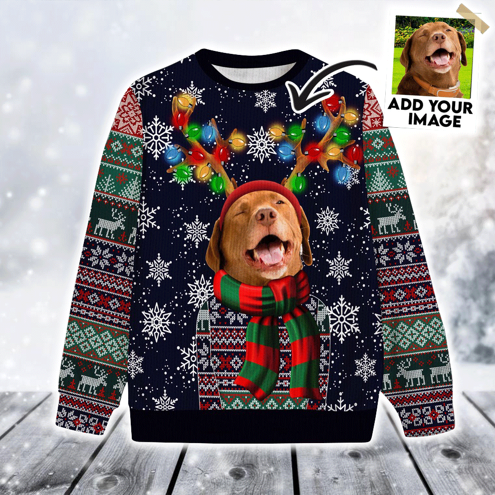 Personalized Pet Sweater - Custom Ugly Christmas Sweater, Funny Reindeer Horn,  Christmas Sweaters For Dog Lovers, Friend, Family