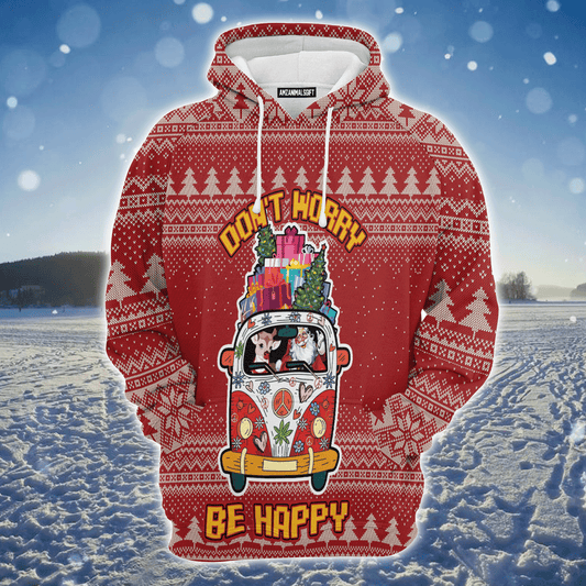Hippie Style Premium Christmas Hoodie, Don't Worry Be Happy Unisex Hoodie For Men & Women - Perfect Gift For Christmas, Friends, Family