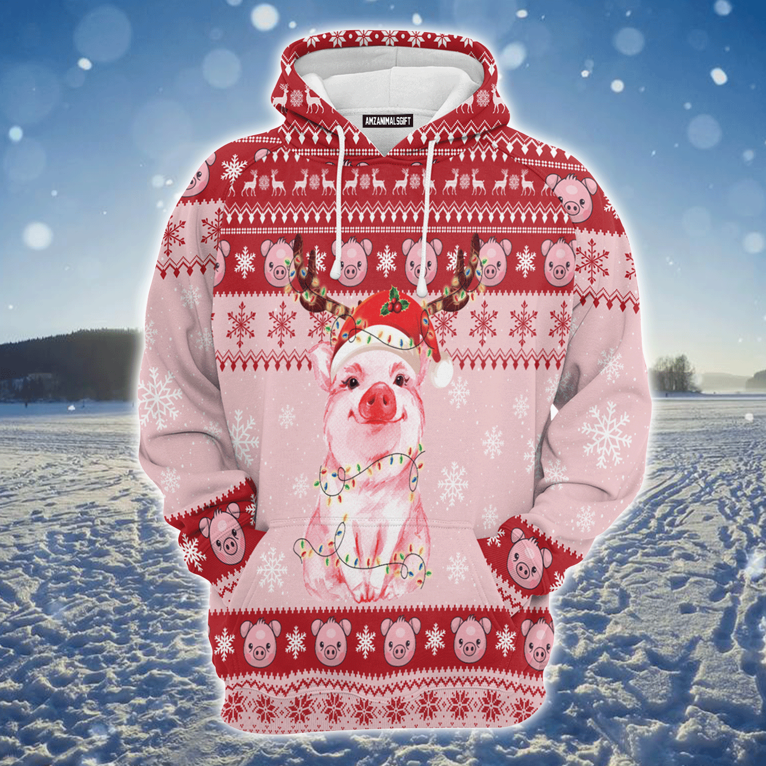 Lovely Pig Premium Christmas Hoodie, Lovely Pig Christmas Unisex Hoodie For Men & Women - Perfect Gift For Christmas, Family, Pig Lover
