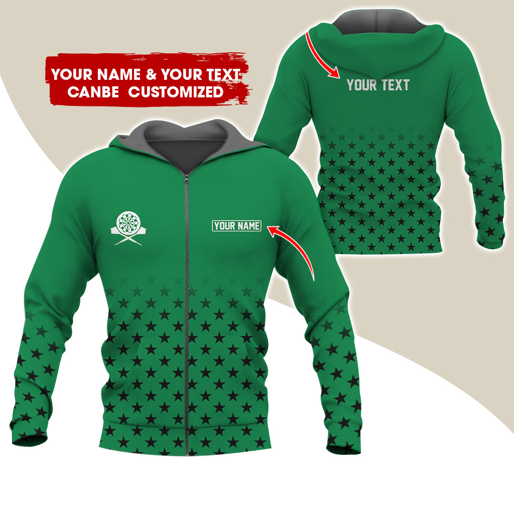 Customized Name & Text Darts Premium Zip Hoodie, Custom Name Darts Zip Hoodie For Men & Women - Gift For Darts Lovers, Darts Players