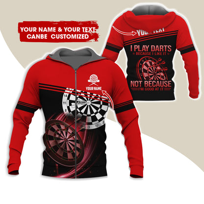 Customized Name Darts Premium Zip Hoodie, Personalized I Play Darts Zip Hoodie For Men & Women - Gift For Darts Lovers, Darts Players