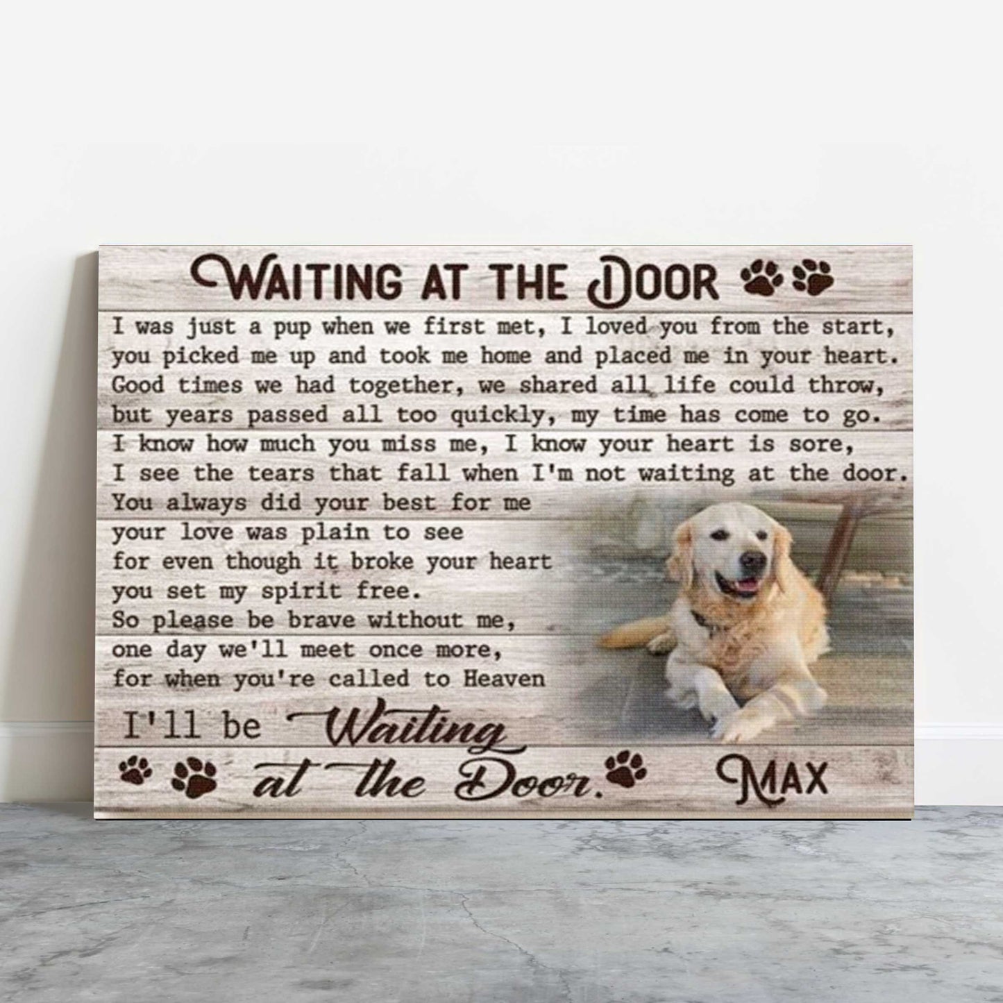 Personalized Dog Landscape Canvas, Memorial Dog Gift, Custom Canvas Prints Memorial Pet Photo Waiting At The Door, Perfect Gift For Dog Lovers, Family