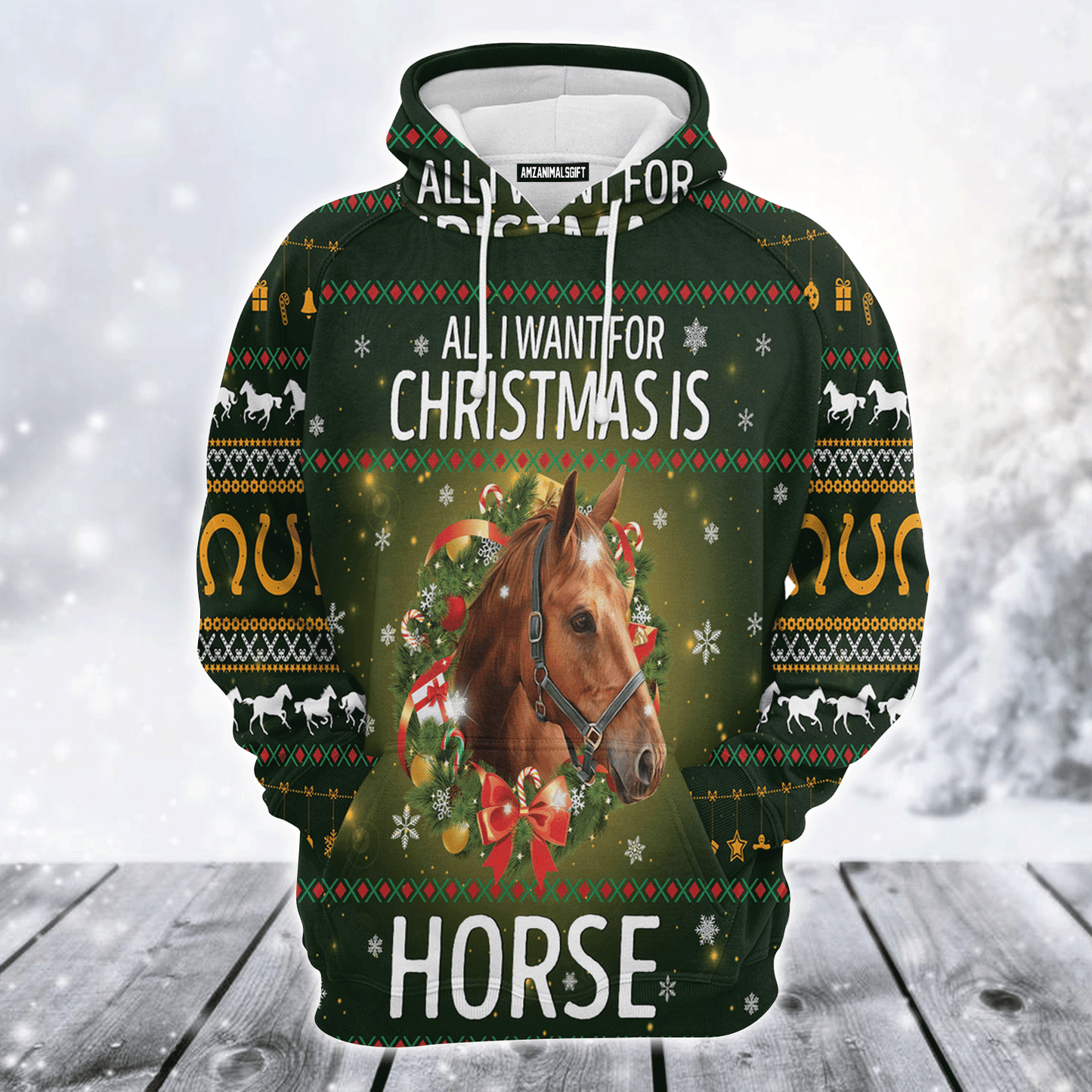Horse Xmas Premium Christmas Hoodie, All I Want For Christmas Horse Unisex Hoodie For Men & Women - Perfect Gift For Christmas, Horse Lovers