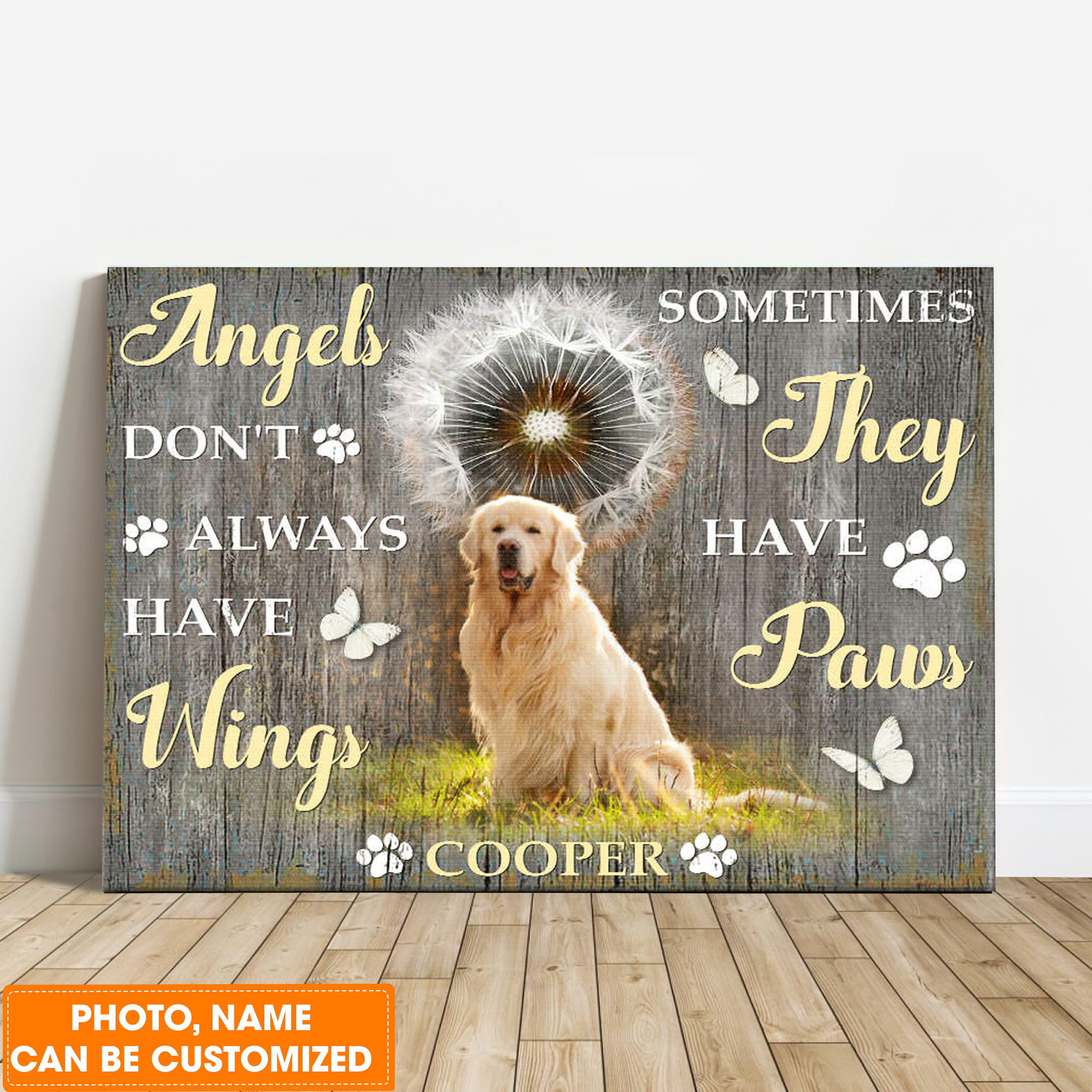 Personalized Dog Landscape Canvas, Beautiful Dandelion Canvas, Custom Photo Of Your Pet Canvas, Perfect Gift For Dog Lovers, Friends, Family