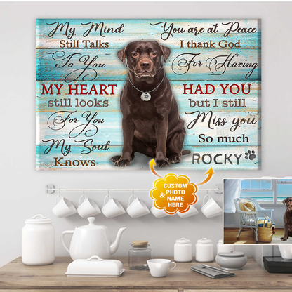 Personalized Dog Landscape Canvas, Custom Photo and Name Dog My mind still talks Canvas Wall Art Decor, Perfect Gift For Pet Lovers, Friend, Family