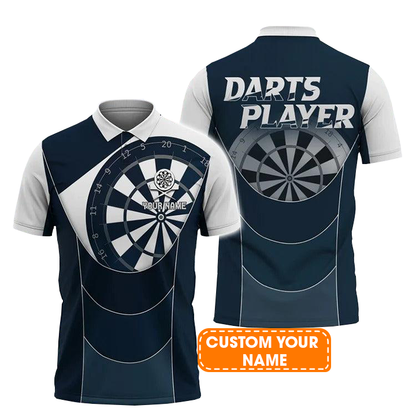 Customized Darts Polo Shirt, Throwing Bulleye Dartboard, Personalized Name Polo Shirt For Men - Perfect Gift For Darts Lovers, Darts Players