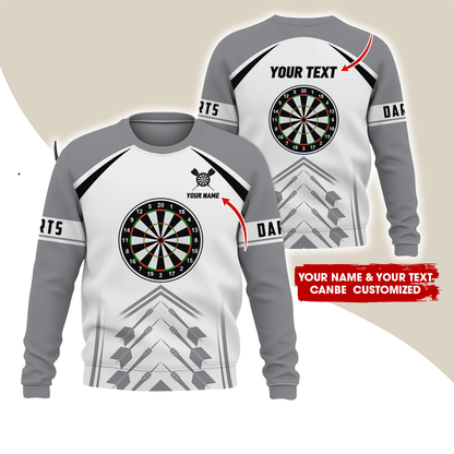 Customized Darts Sweatshirt, Dartsboards Pattern Sweatshirt White For Men & Women, Perfect Gift For Darts Lovers, Darts Player