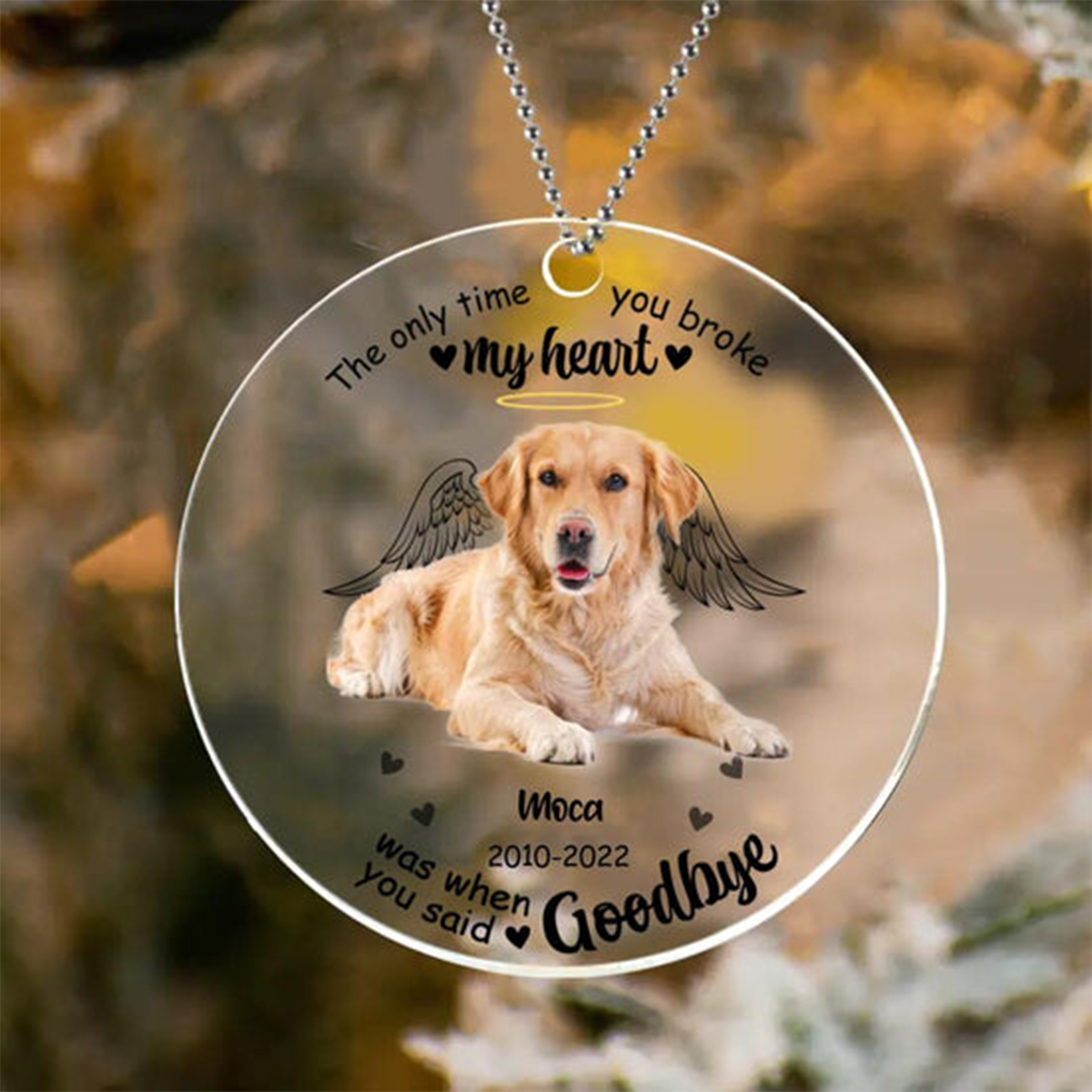Personalized Memorial Pet Photo Heart Acrylic Ornament, My Favorite Hello My Hardest Goodbye Ornament, Christmas Memorial Gift Idea For Pet Lovers