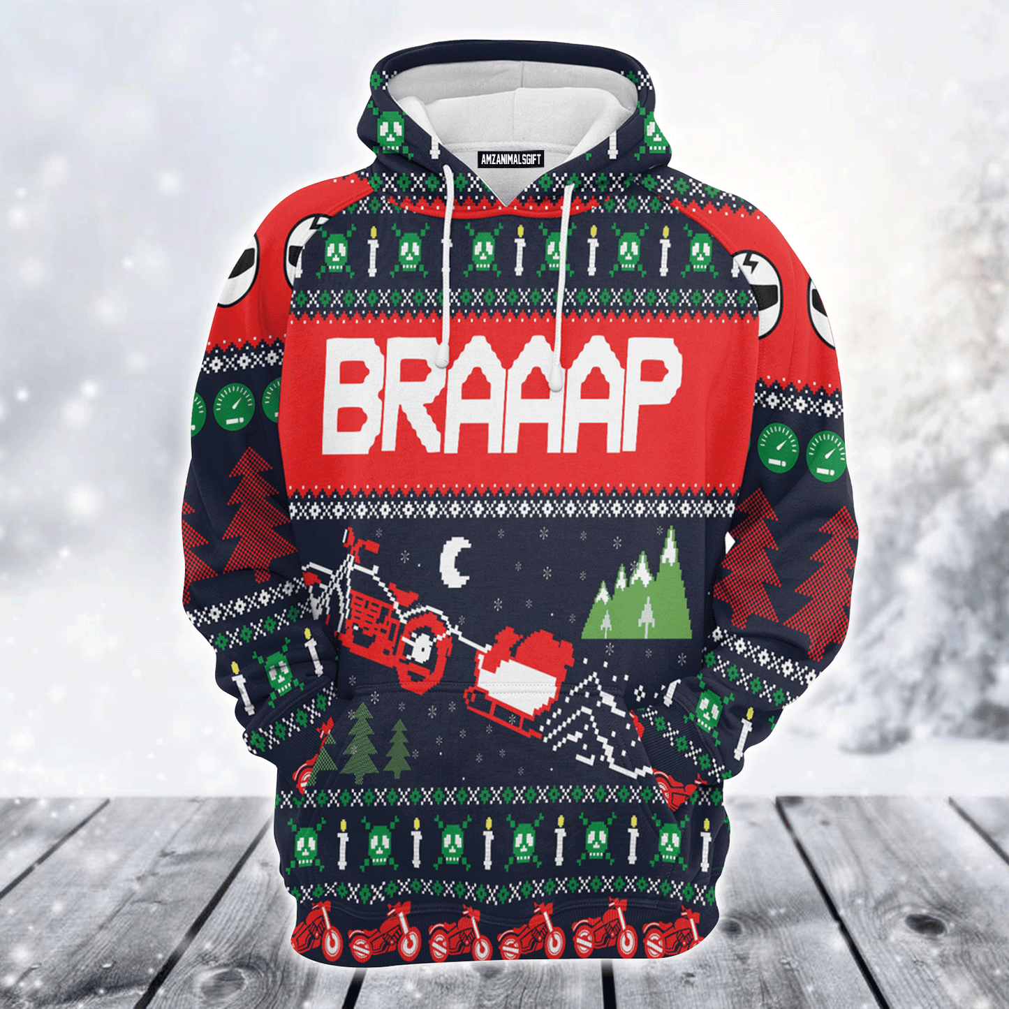 Motorbike Premium Christmas Hoodie, Motorbike Braaap Unisex Hoodie For Men & Women - Perfect Gift For Christmas, Biker