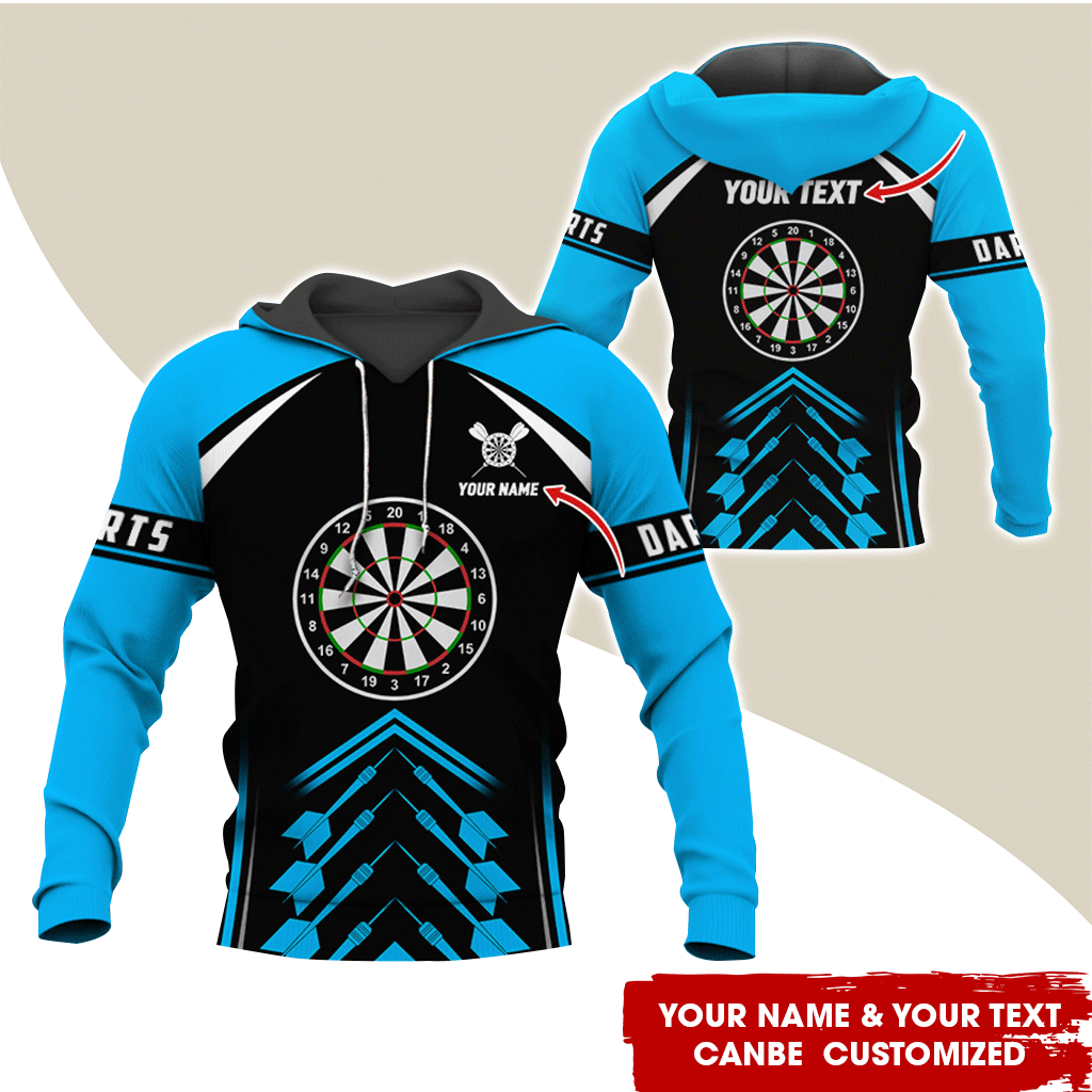 Customized Name & Text Darts Premium Hoodie, Custom Color Darts Pattern For Men & Women Hoodie, Perfect Gift For Darts Lovers, Darts Player