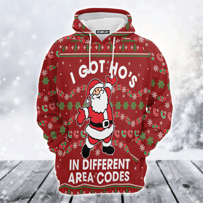 Santa Claus Premium Christmas Hoodie, I Got Ho's In Different Area Codes Unisex Hoodie For Men & Women - Perfect Gift For Christmas, Family